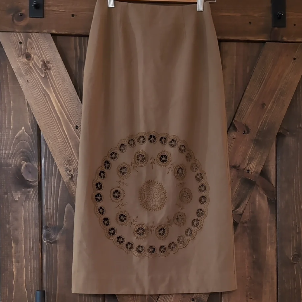 NWT Sea New York Brown Embroidered Pencil Skirt - Picture 2 of 7